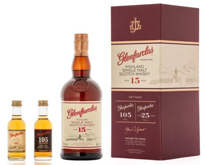 Glenfarclas 15 years - Cadeauset met 2 miniaturen