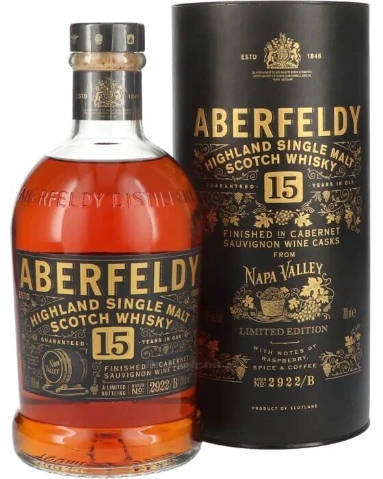 Aberfeldy 15 years - Napa Valley Red Wine Cask finish - 43% Aberfeldy 15 years - Napa Valley Red Wine Cask finish - 43%