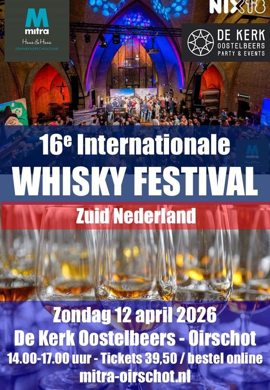 Ticket voor het 16e Whisky Festival Zuid-Nederland van zondag 12 april 2026.