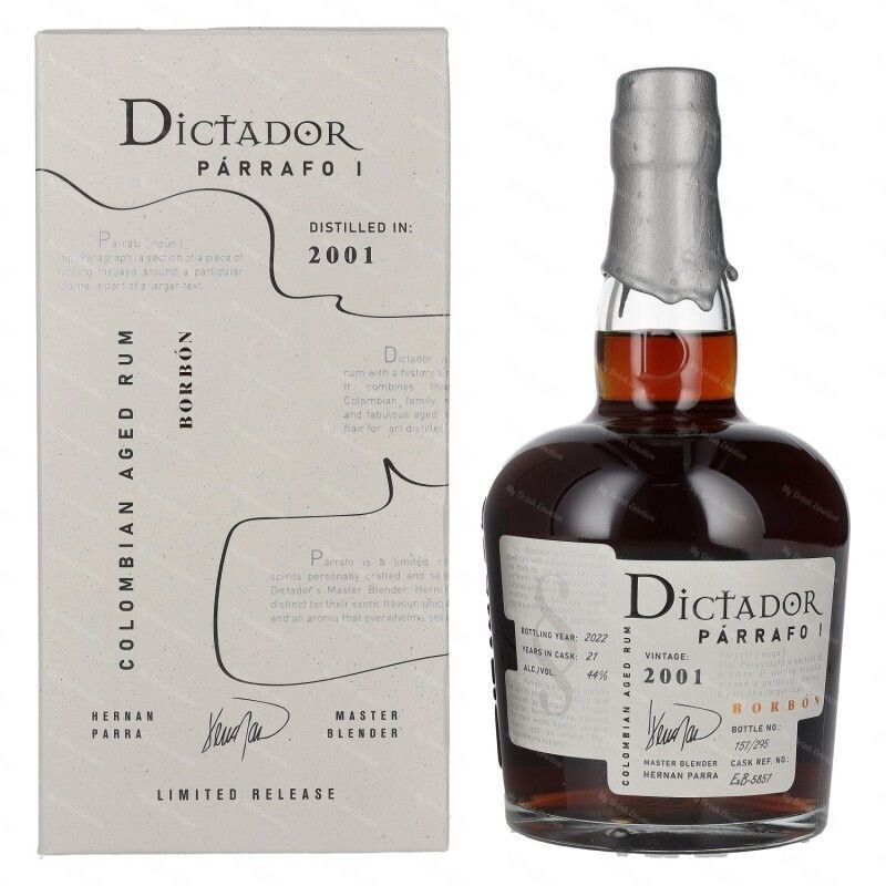 Dictador Parrafo 1 - Vintage 2001 - Bourbon Cask - 44% Dictador Parrafo 1 - Vintage 2001 - Bourbon Cask - 44%