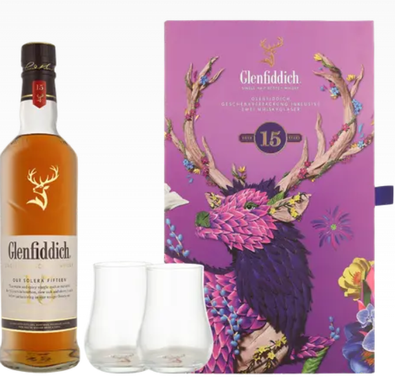 Glenfiddich 15 Years Solera + 2 Glasses - 40% Glenfiddich 15 Years Solera + 2 Glasses - 40%