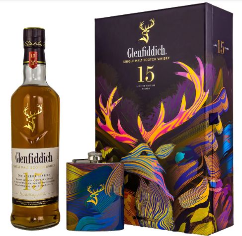 Glenfiddich 15 Years Solera + hip flask - 40%