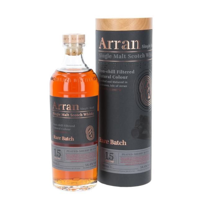 Arran 15 years - Rare Batch - Peated Sherry Butts - limited edition - 54.4%. Arran 15 years - Rare Batch - Peated Sherry Butts - limited edition - 54.4%.