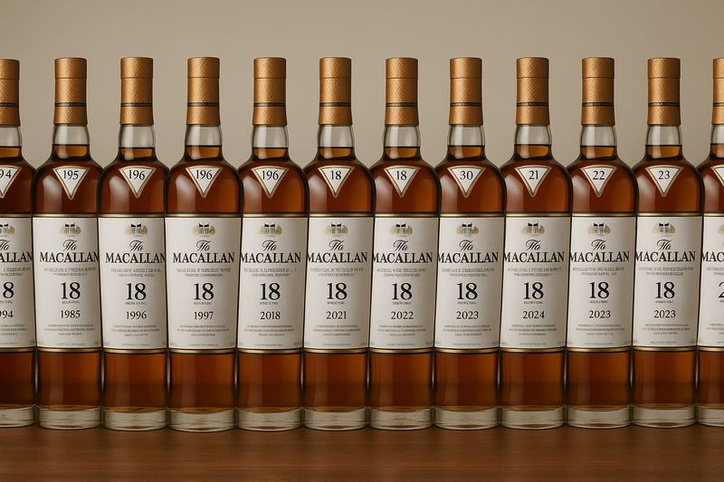 The  Macallan 18 years Sherry Oak - Complete serie van diverse jaren