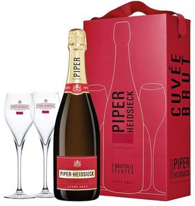 Piper Heidsieck Cuvée Brut in geschenkverpakking met twee prachtige flutes - let op géén verzending