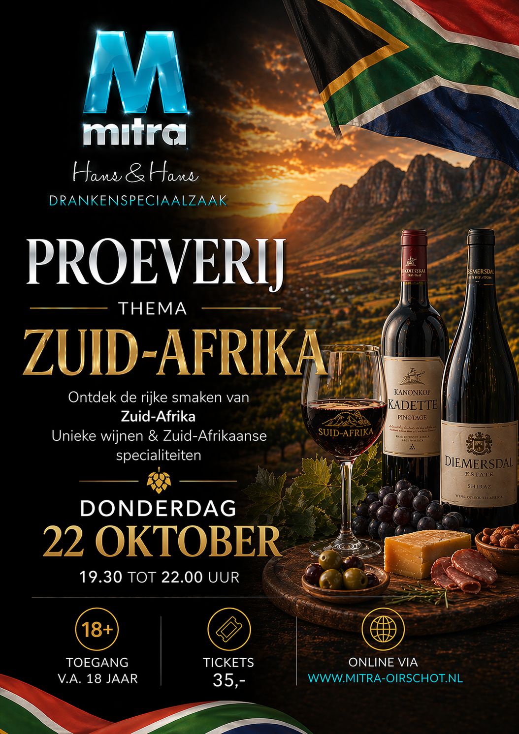 Ticket voor de Zuid-Afrika proeverij van donderdag 22 oktober 2026