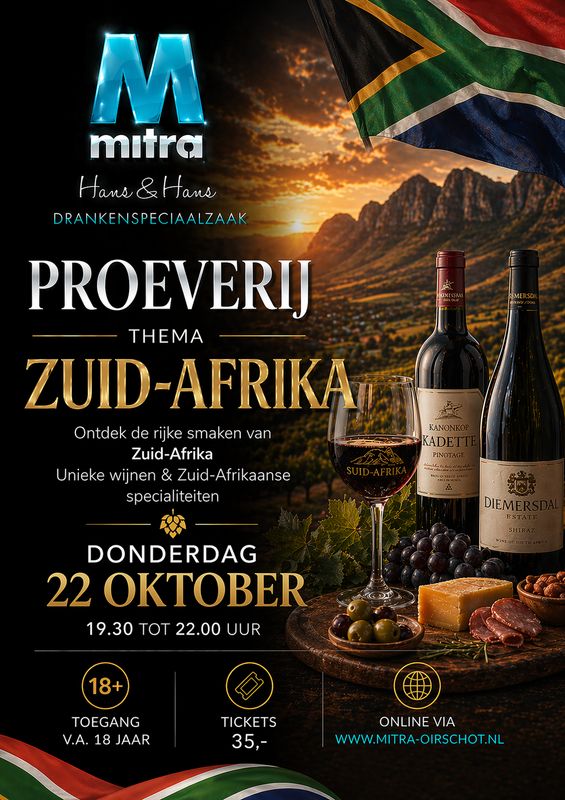 Ticket voor de Zuid-Afrika proeverij van donderdag 22 oktober 2026