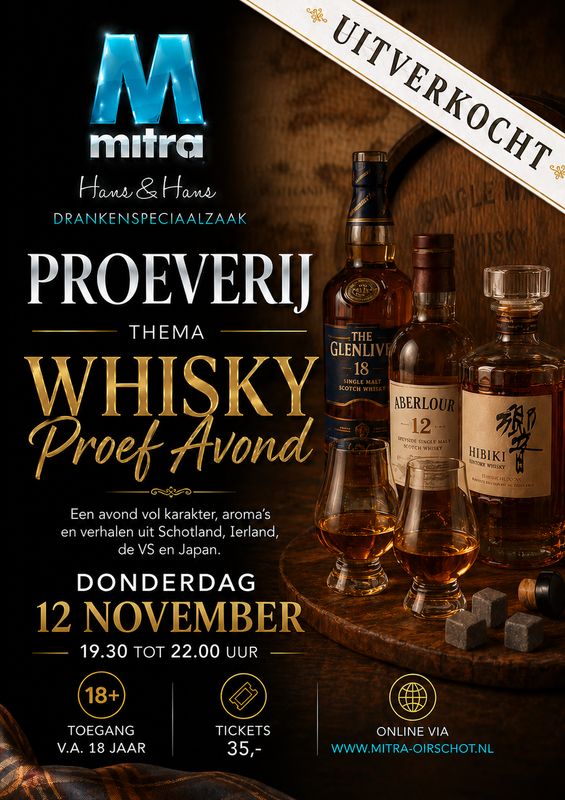 Ticket voor de Whisky Proef Avond op donderdag 12 november 2026