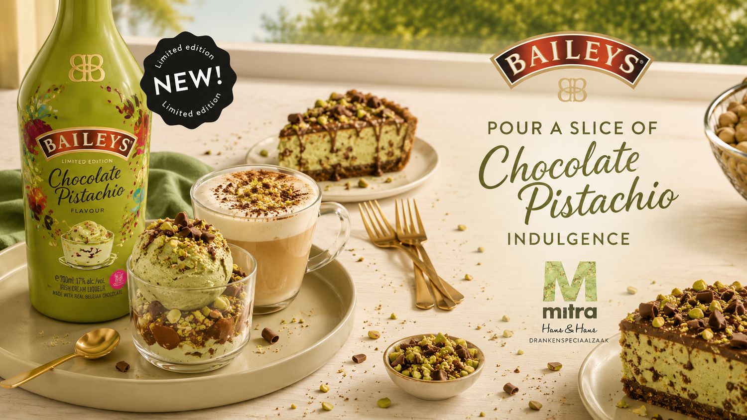 Baileys Chocolate Pistachio - 17% - PRE ORDER - verwacht september 2026 Baileys Chocolate Pistachio - 17% - PRE ORDER - verwacht september 2026
