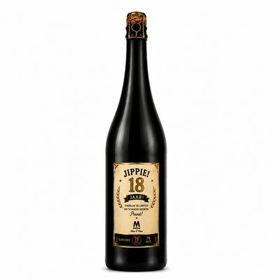 Jippie 18 jaar Bier - grote fles 0.75cl. Jippie 18 jaar Bier - grote fles 0.75cl.