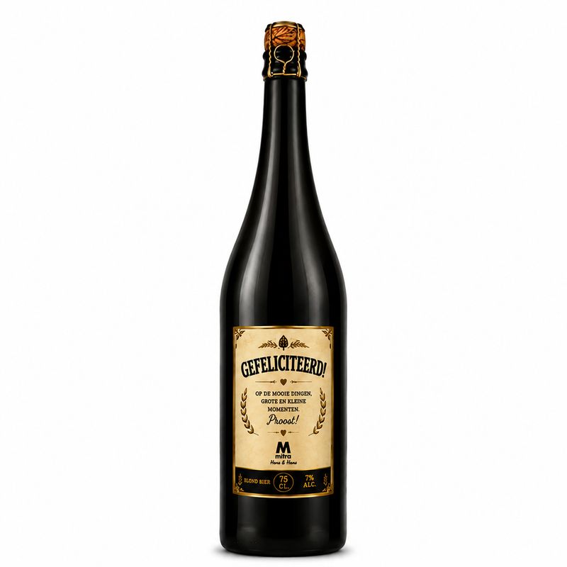 Gefeliciteerd Bier - grote fles 0.75cl.