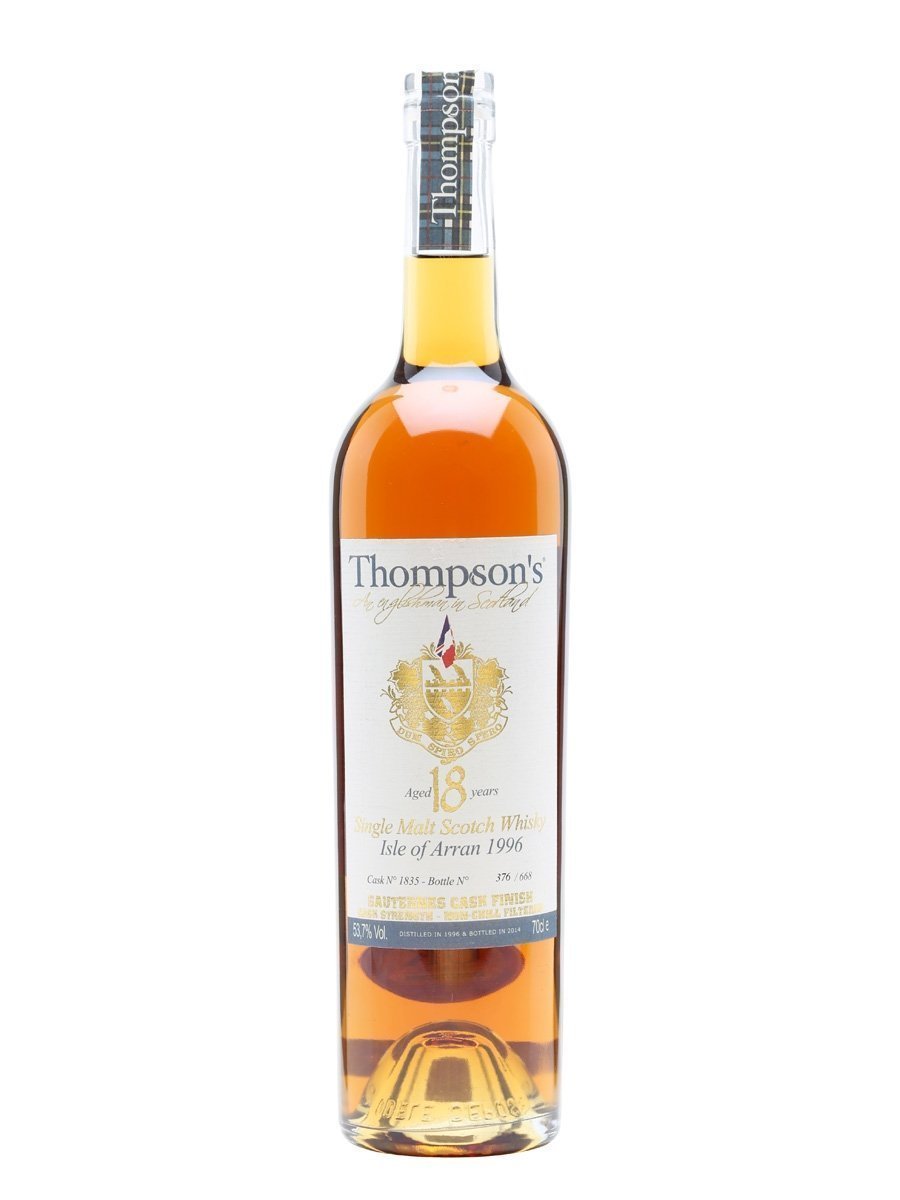 Thompson's Arran 1996 18 Years Old Sauternes Cask 1835 53.7% Thompson's Arran 1996 18 Years Old Sauternes Cask 1835 53.7%