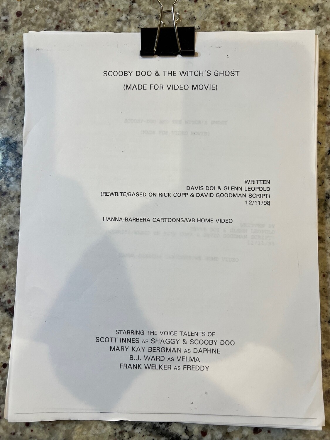 Scooby-Doo Movie Scripts signed by Scott Innes, Choose Your Image: Scooby-Doo and the Cyber Chase
