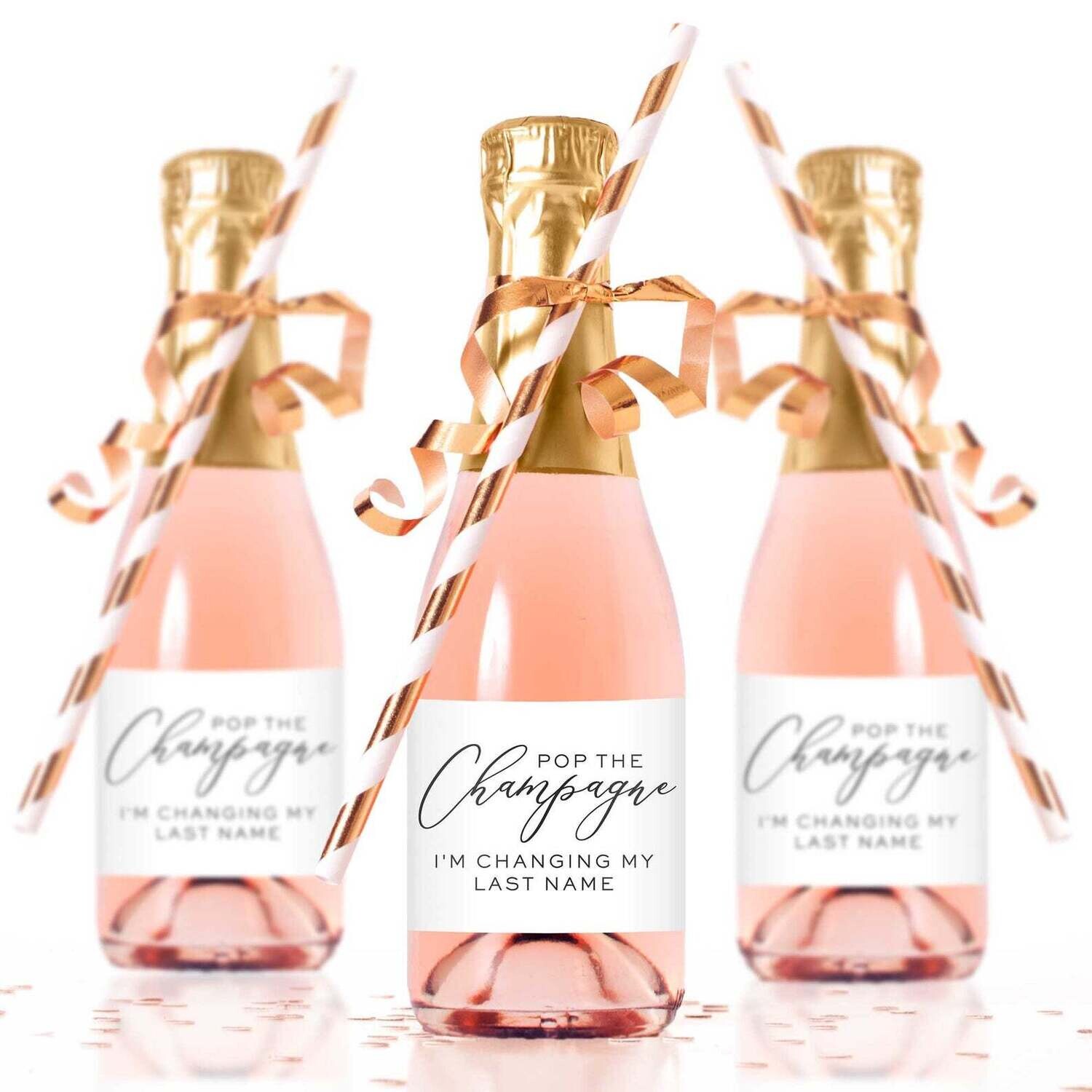 Mini Champagne Bottles - Printed Labels