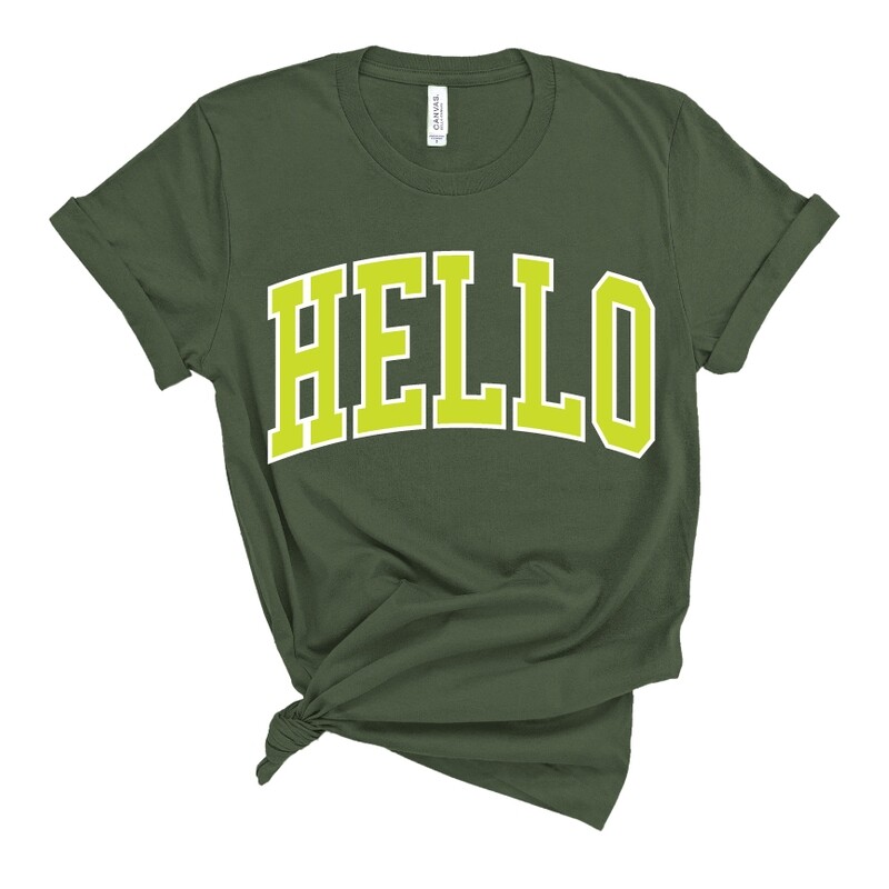 &quot;Hello&quot; Office Edition Tee in Army Green