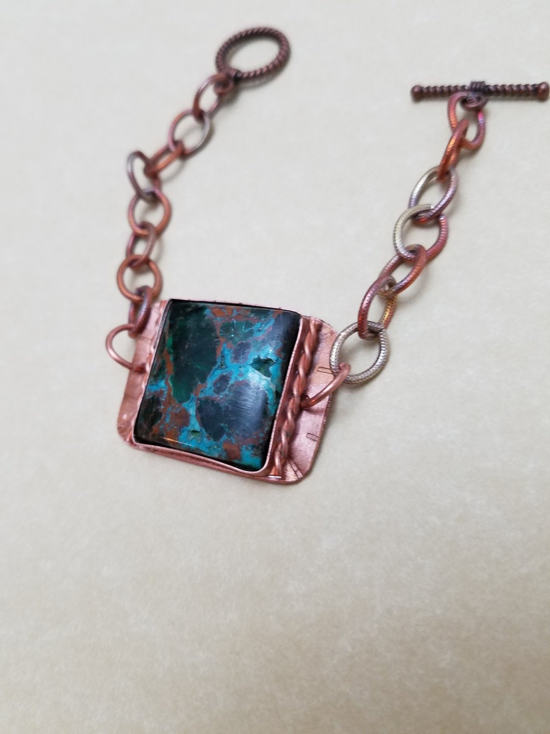 Bracelet, Copper with Azurite and Malichite stone