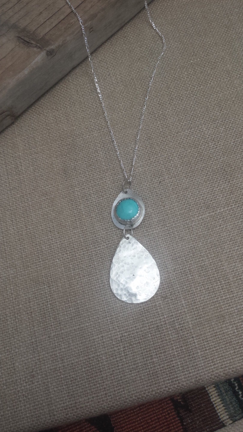 Necklace, Turquoise stone set in Sterling Silver