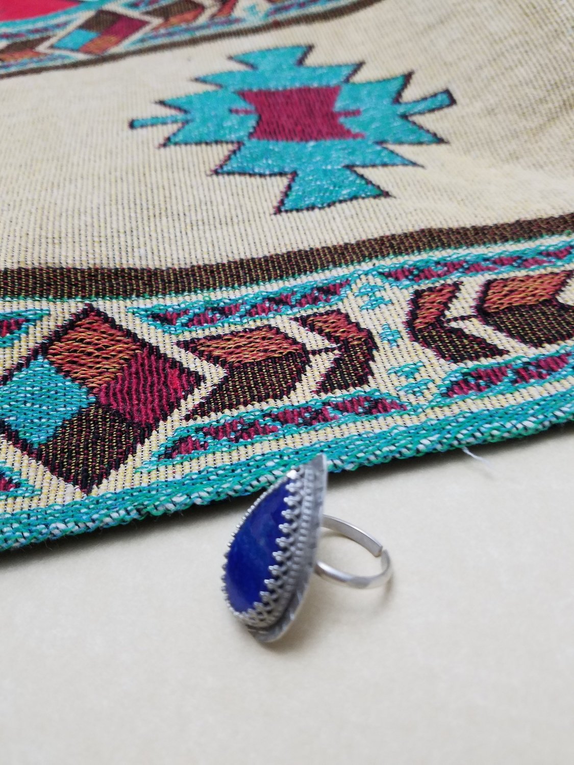 Ring, with Lapis stone set in Sterling Silver