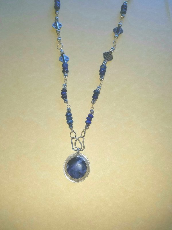 Necklace with Sodalite stone, set in Sterling Silver