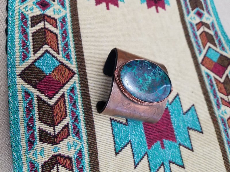Cuff with Shttukkite stone set in Copper