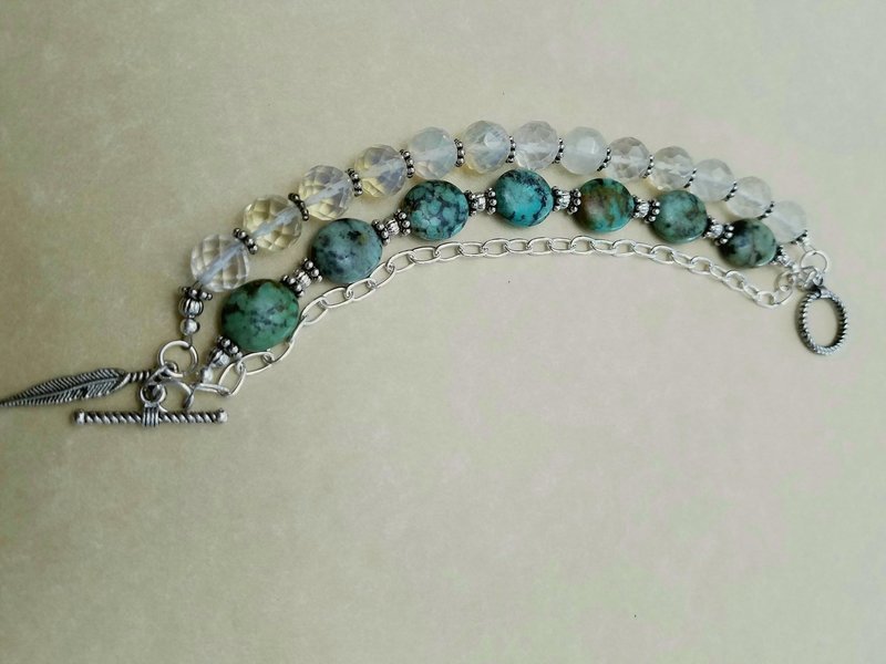 Bracelet, African Turquoise and Milky Quartz