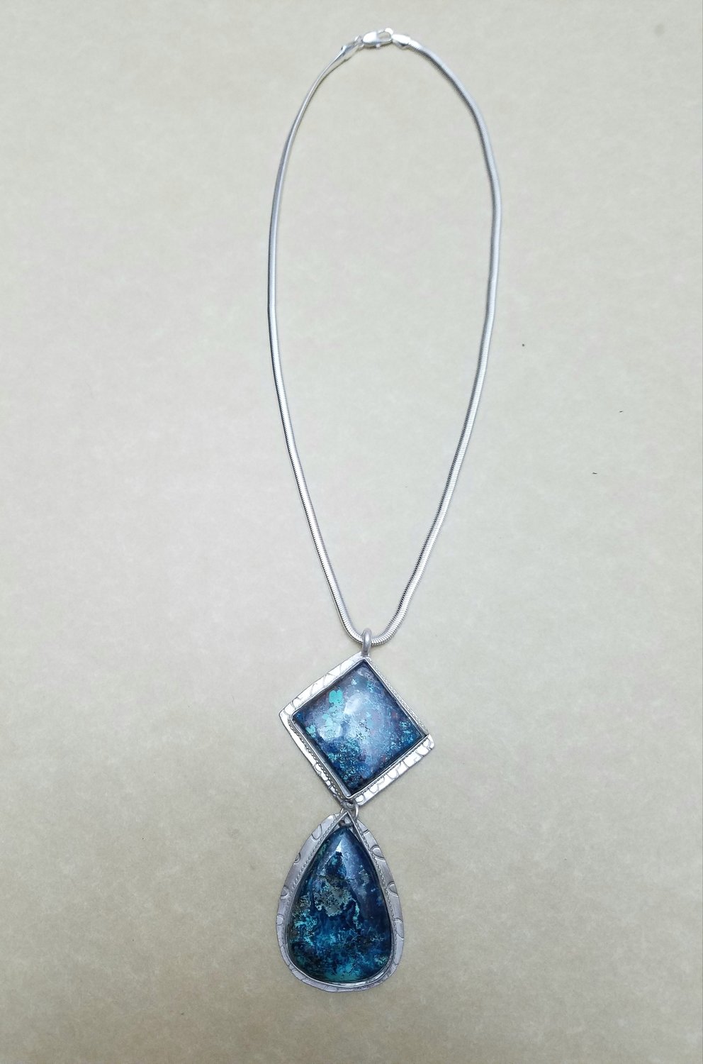 Necklace Azurite Stones set in Sterling Silver