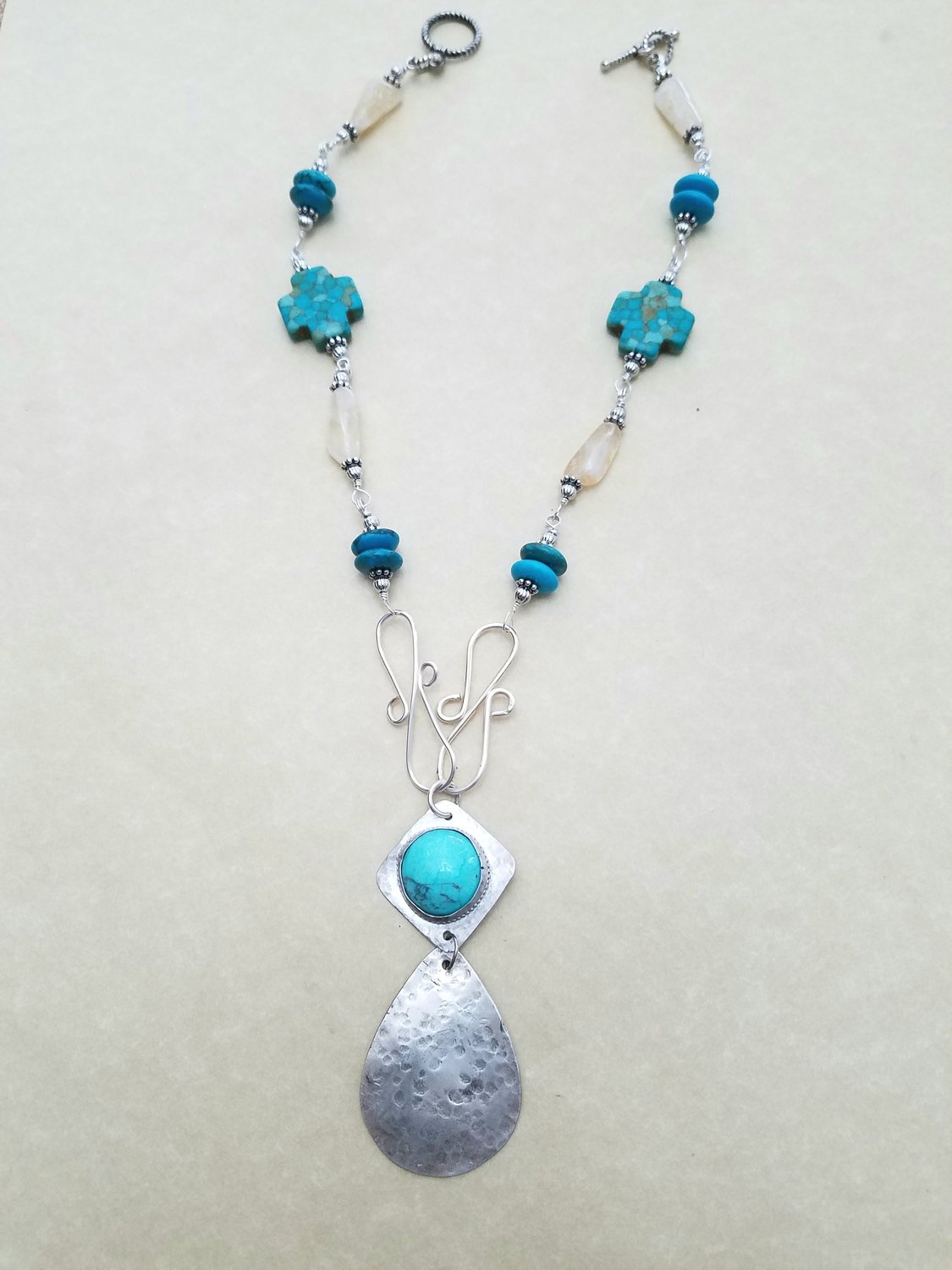 Necklace Mosaic Turquoise with Citrine