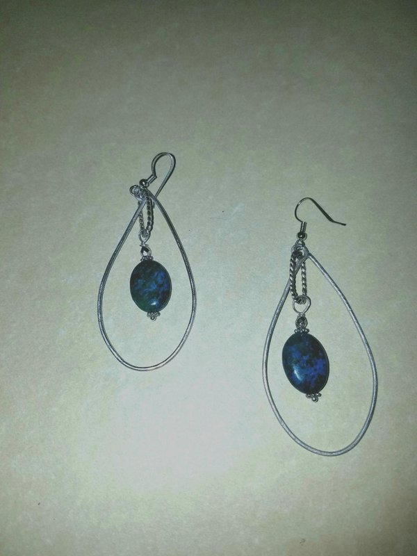 EARRINGS Azurite Hoops in Silver