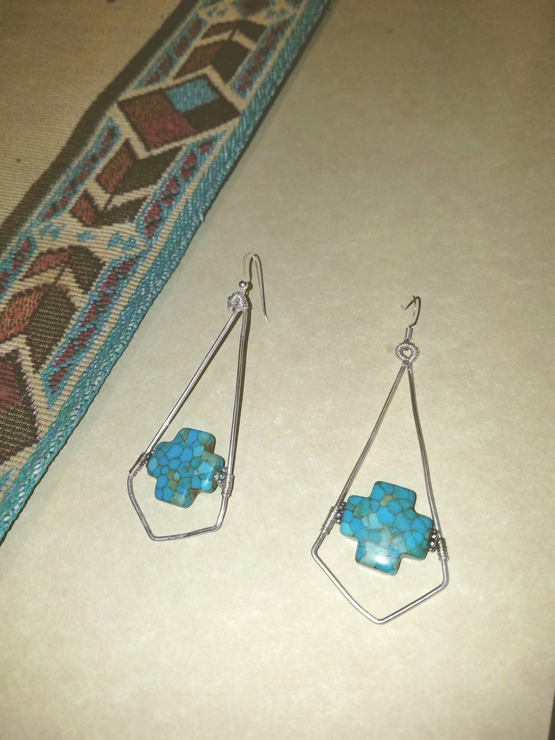 Earrings Triangle Silver Mosaic
