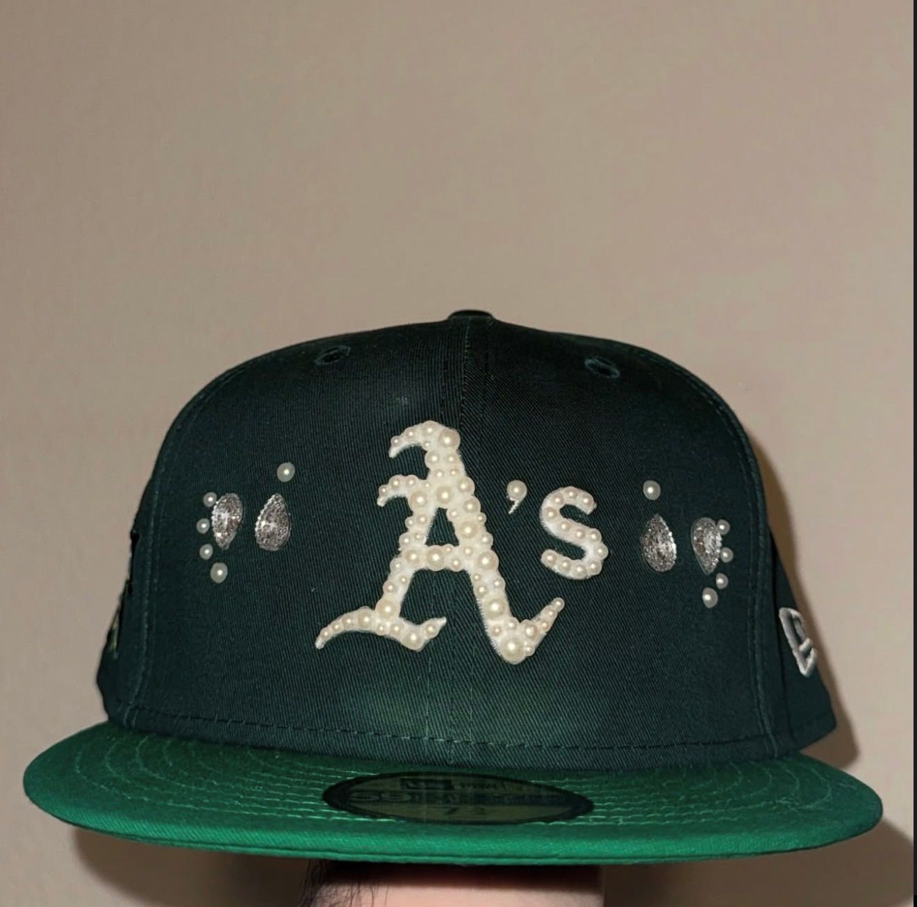 Custom green fitted Oakland Cap