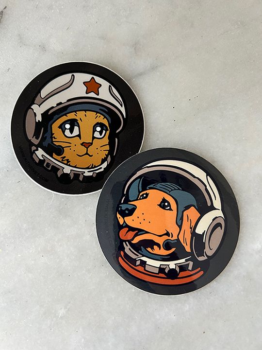 Space Cat &amp; Dog stickers