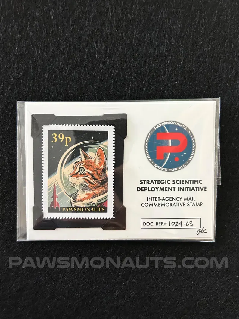 Pawsmonaut Space Cat Art Stamp