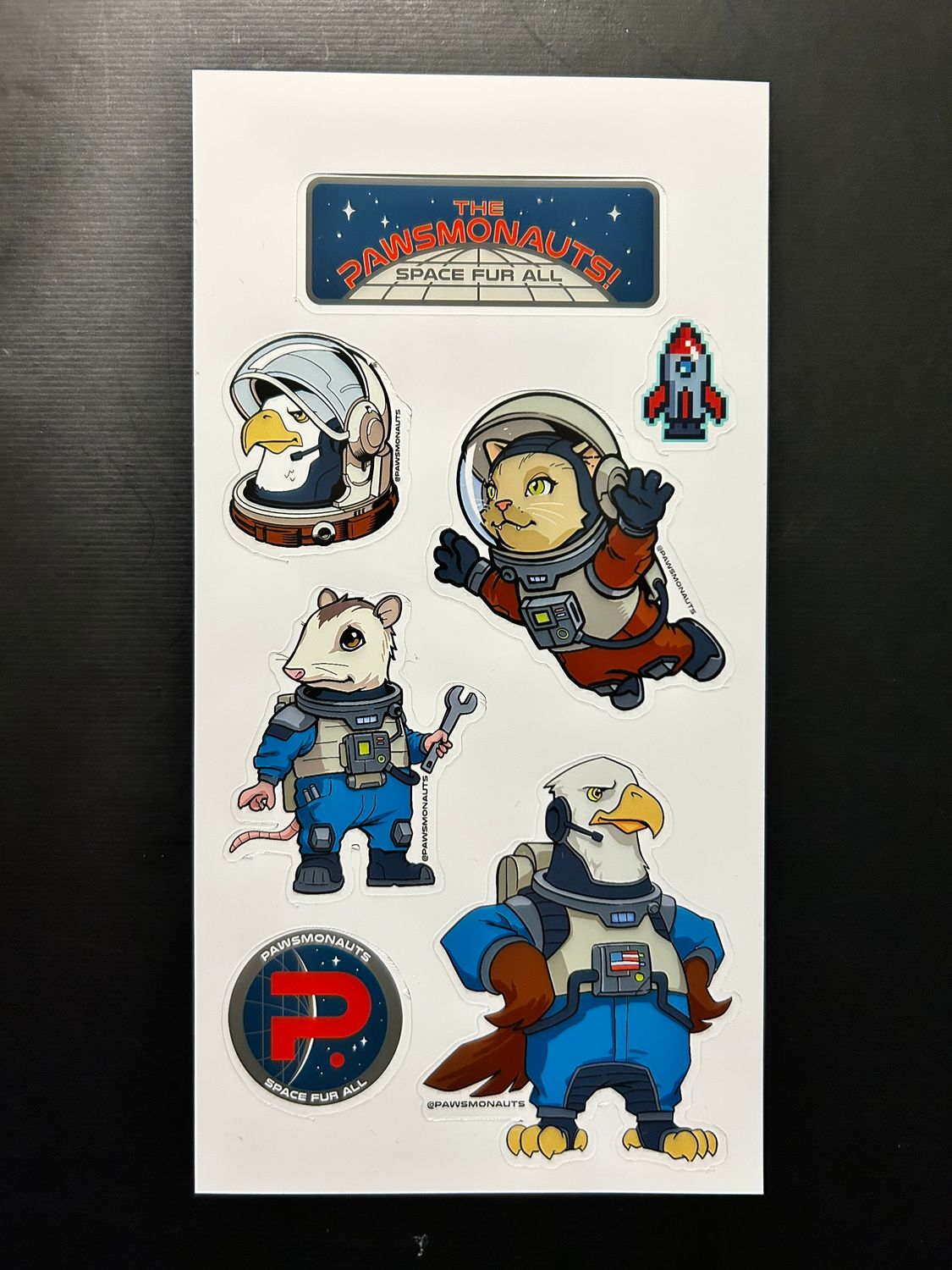 Pawsmonauts sticker sheet (Blue &amp; Red Teams)