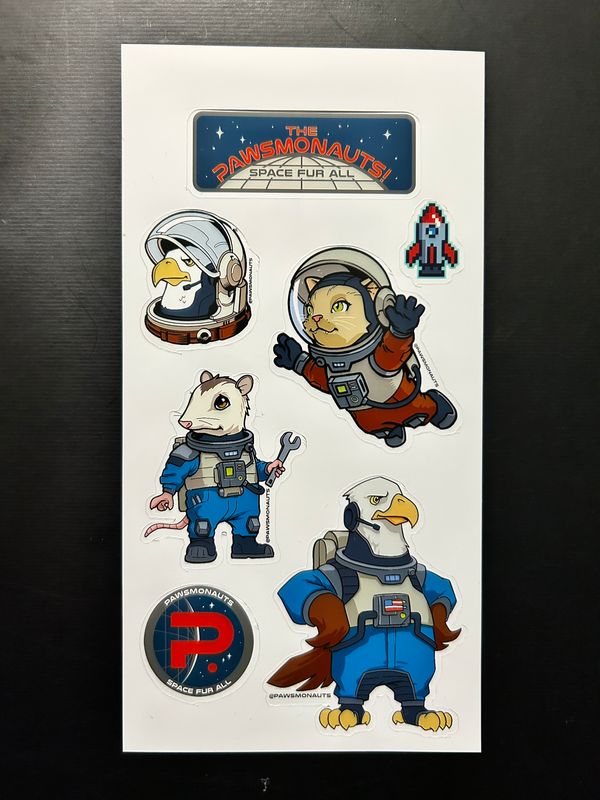 Pawsmonauts sticker sheet (Blue &amp; Red Teams)
