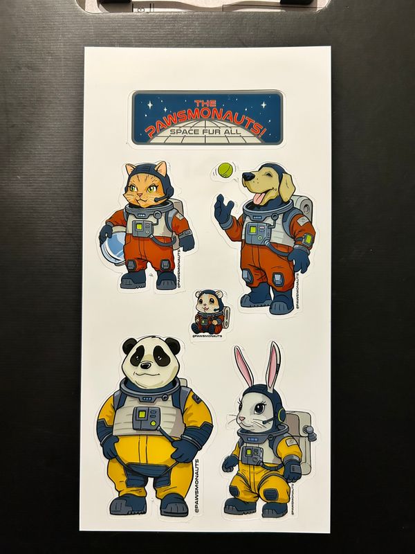 Pawsmonauts sticker sheet (Red &amp; Gold Teams)