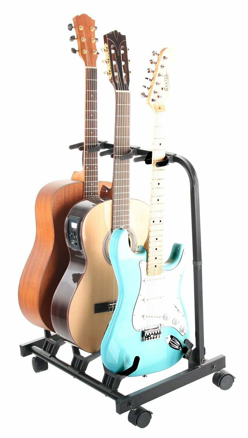 Arashigaoka hoog Walging Universele gitaarstandaard op wieltjes voor 3 gitaren