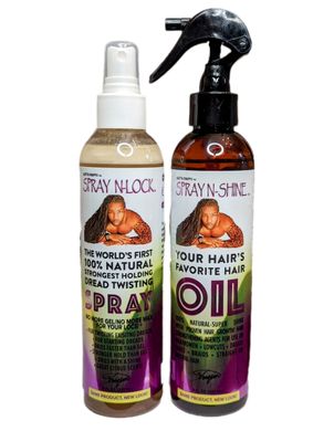 THE DYNAMIC DUO *SPRAY N-LOCK (loc twisting spray) &amp; SPRAY N-SHINE (oil)*