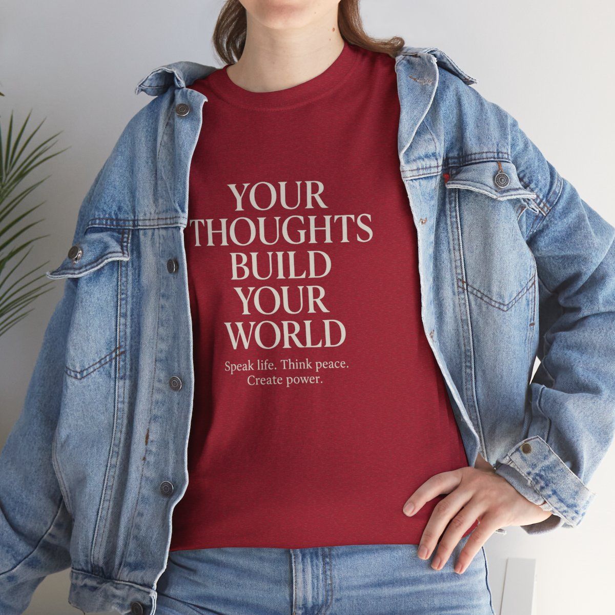 Inspirational Unisex Tee: &#39;Your Thoughts Build Your World&#39; | Casual Wear, Gift for Dreamers, Motivational Apparel, Self-Care Statement [...]