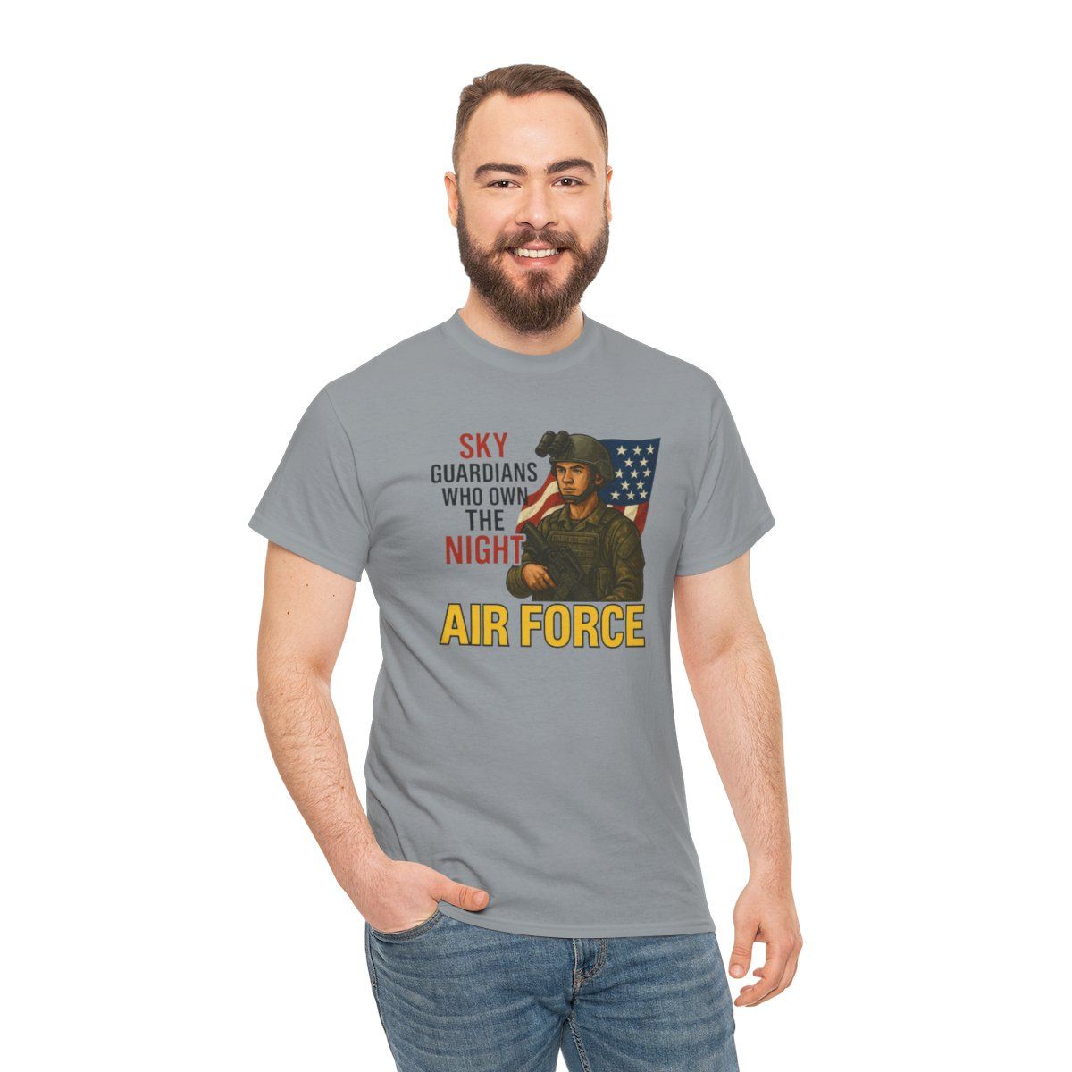 Unisex Heavy Cotton Tee - Air Force Tribute Shirt, Military Pride Top, Veteran Gift, Patriotic Apparel, Independence Day Outfit