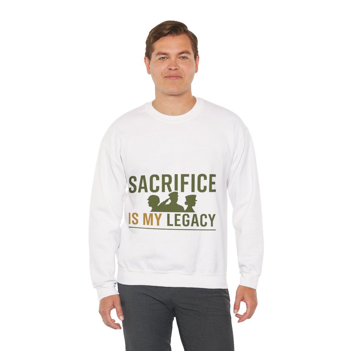 Unisex Heavy Blend™ Crewneck Sweatshirt with &#39;Sacrifice is My Legacy&#39; Design, Cozy Gift for Veterans, Comfy Casual Wear, Inspirational [...]