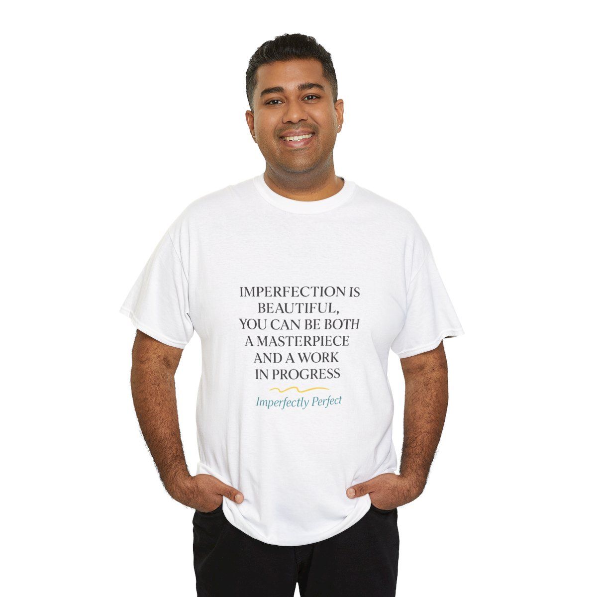 Imperfectly Perfect Unisex Heavy Cotton Tee - Inspirational Tee, Motivational Shirt, Self-Love Apparel, Gift for Her, Everyday Wear