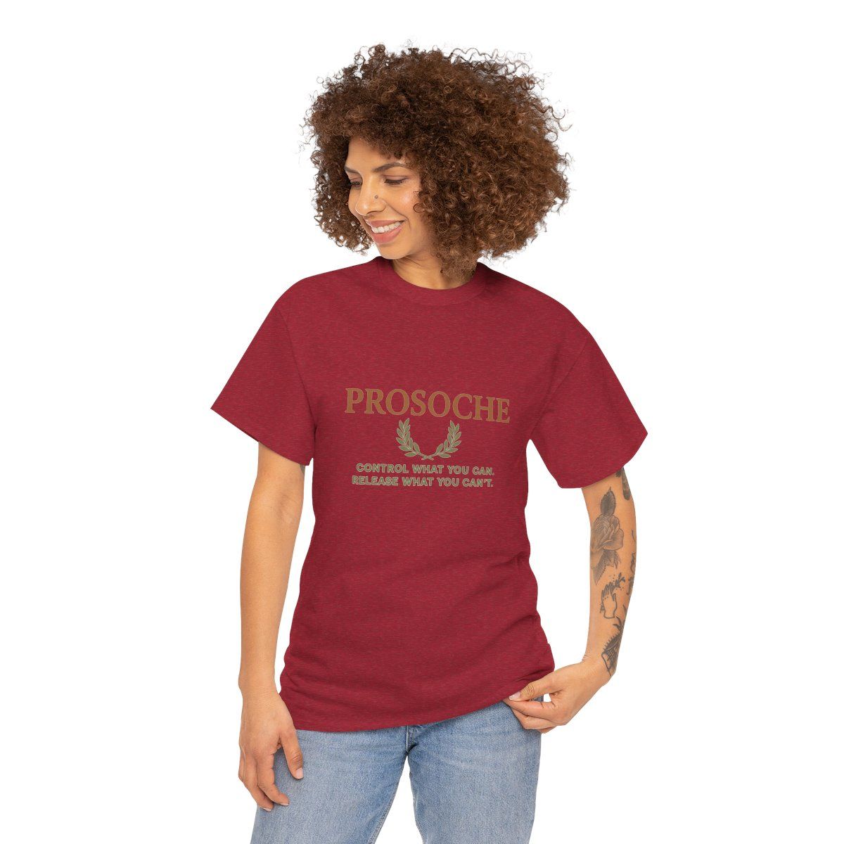 Motivational Unisex Tee - Prosoche &#39;Control What You Can&#39; - Inspirational Shirt for Everyday Wear, Gifts for Friends, Self-Care, Mindfulness