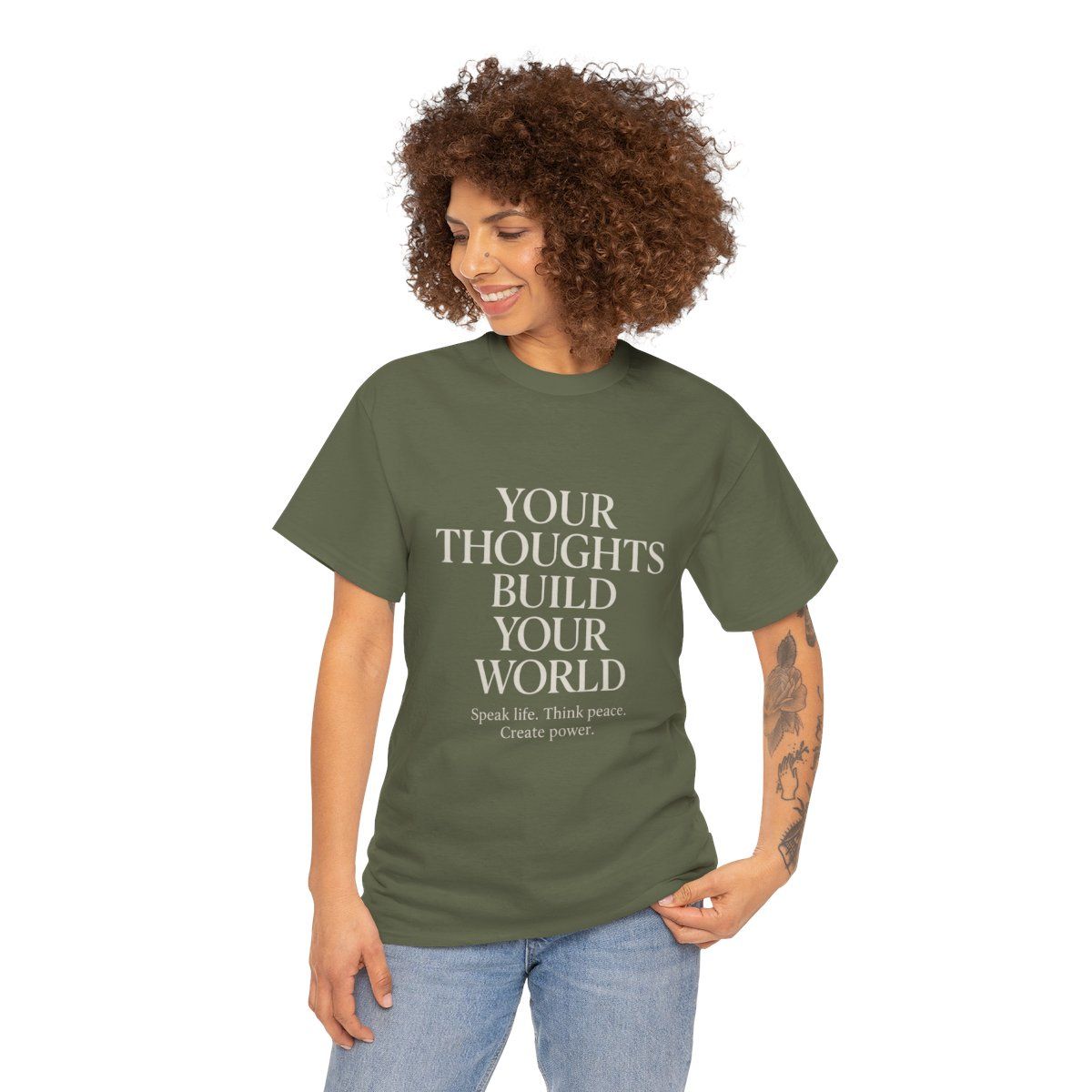 Inspirational Unisex Tee: &#39;Your Thoughts Build Your World&#39; | Casual Wear, Gift for Dreamers, Motivational Apparel, Self-Care Statement [...]