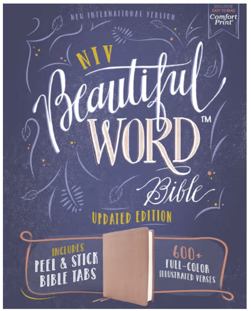 NIV Beautiful Word Bible Updated Edition Peel Stick Bible Tabs Leathersoft Pink Red Letter Comfort Print