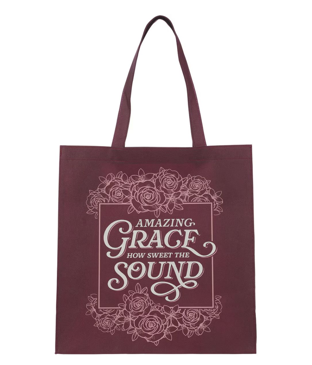Amazing Grace Burgundy Reusable Non-woven Shopping Tote Bag