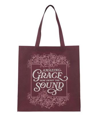 Amazing Grace Burgundy Reusable Non-woven Shopping Tote Bag