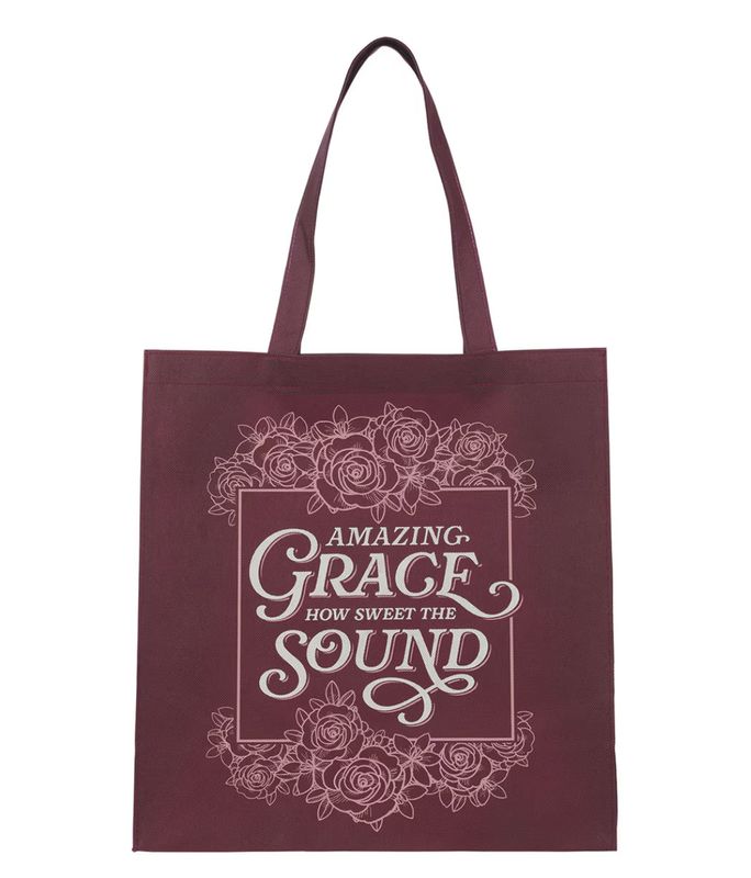 Amazing Grace Burgundy Reusable Non-woven Shopping Tote Bag