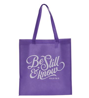 Be Still Lavender Shopping Tote Bag - Psalm 46:10
