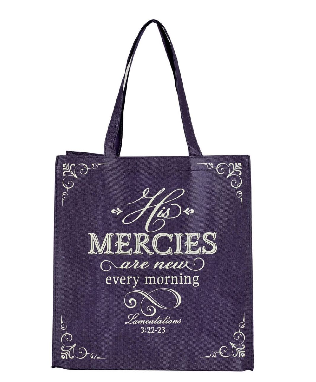 His Mercies are New Purple Amethyst Shopping Tote Bag - Lamentations 3:22-23