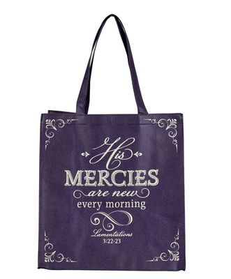 His Mercies are New Purple Amethyst Shopping Tote Bag - Lamentations 3:22-23